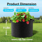 Land Guard 4-Pack Fabric Grow Bags 10 Gallon, Thickened Nonwoven Garden Pots, Growing Bags With Handles, Black