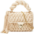 Chunky Yarn Knit Crochet Tote Purse Crossbody Bags For Women - Handwoven Evening Clutch Flap Shoulder Bag