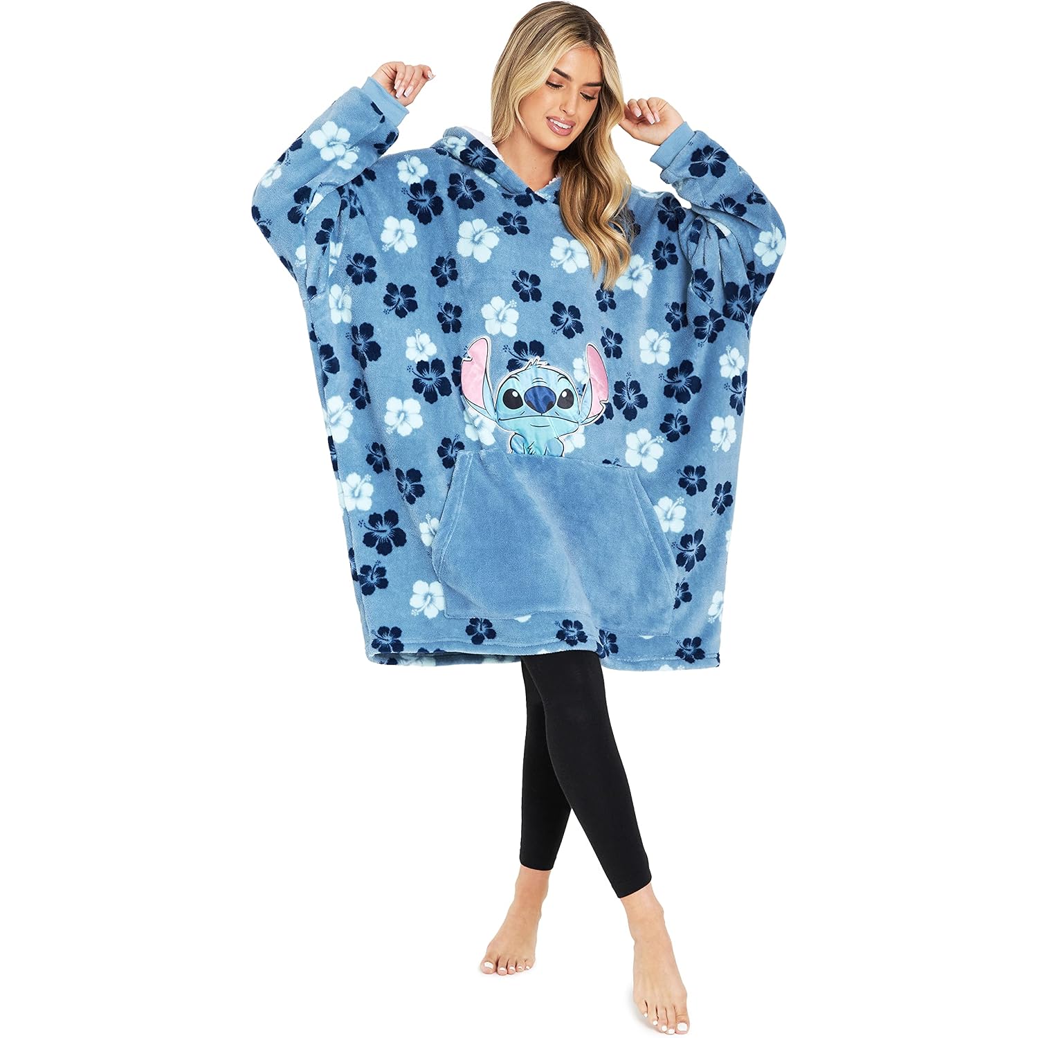 Disney Stitch Blanket Hoodie For Women Teens, Wearable Oversized Fleece Hooded Poncho With Pocket, Cozy Gifts For Women