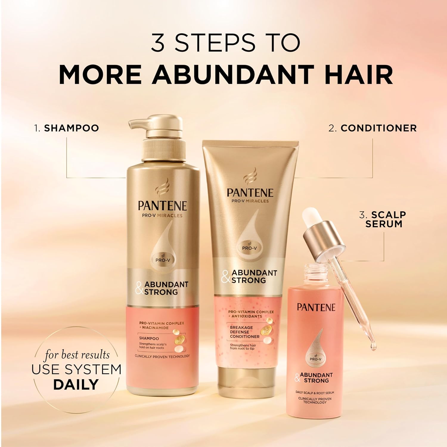 Pantene Abundant & Strong Conditioner, Strengthens Hair from Root to Tip, 8 oz