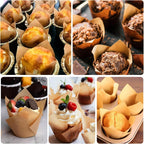 Neyimqr 120 Counts Natural Tulip Cupcake Liners For Baking Cups, Food Grade Parchment Paper Muffin Liners Holders, Standard Tulip Cupcake Liners, Greaseproof Cup Cake Wrappers For Party, Christmas
