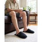 Everfoams Men'S Cotton Knit Slippers Lightweight Memory Foam Indoor Breathable House Shoes With Anti-Skid Sole