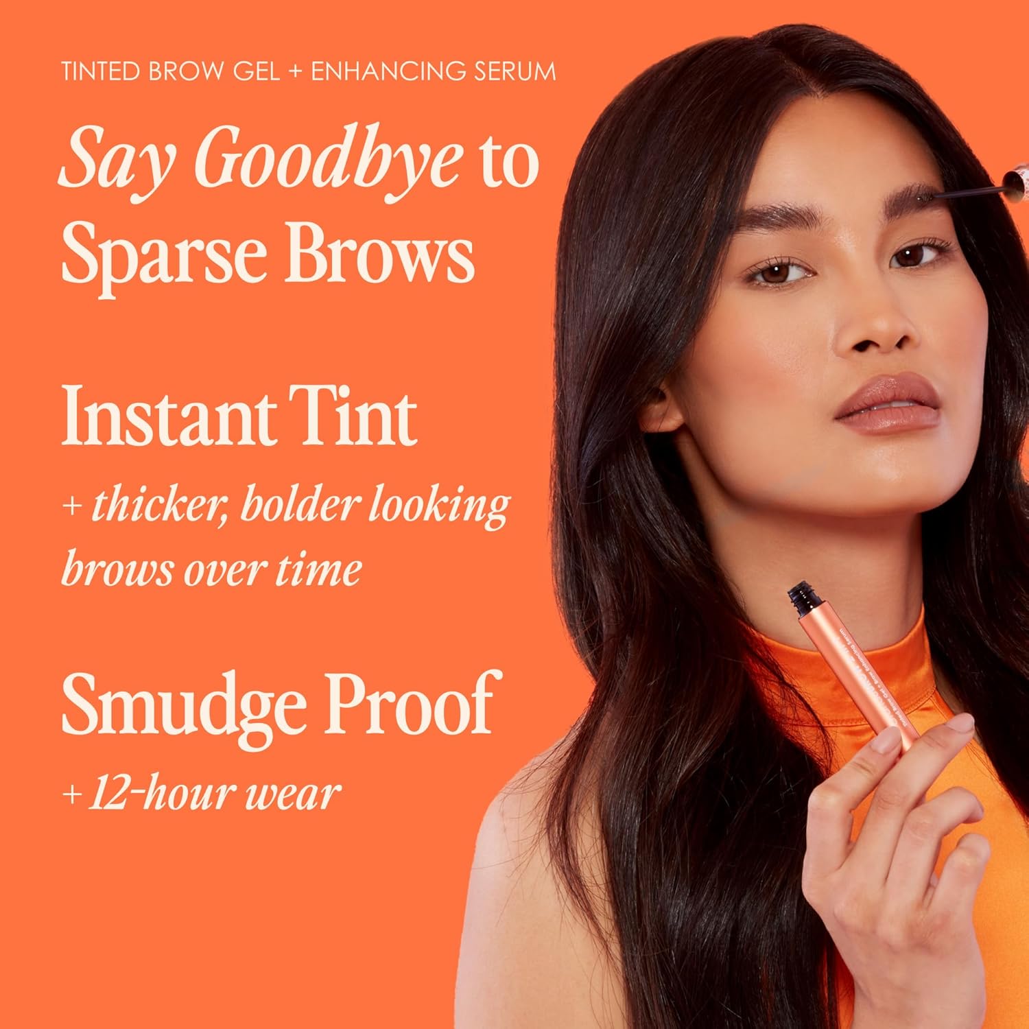 Grande Cosmetics GrandeBROW 2-in-1 Tinted Brow Gel + Brow Enhancing Serum for Thicker & Darker-Looking Eyebrows, Shape & Fill Brows, Long Wear, with Castor Oil & Mini Fibers