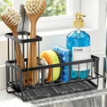 Sponge Holder For Kitchen Sink, Kitchen Sink Caddy, Kitchen Sink Sponge Holder, Dish Sponge Holder, Kitchen Sink Organizer For Sponge, Dish Brush, Scrubber(9.65" X 3.74" X 6.3", Black)