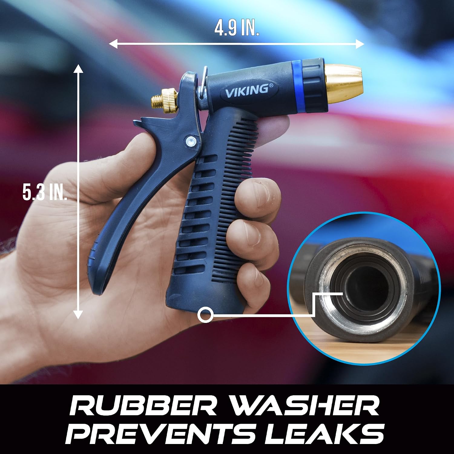 Viking Hose Nozzle, Garden Hose Nozzle, Adjustable And Heavy Duty For Washing Car, Watering Plants, Washing Pets, And Home Use