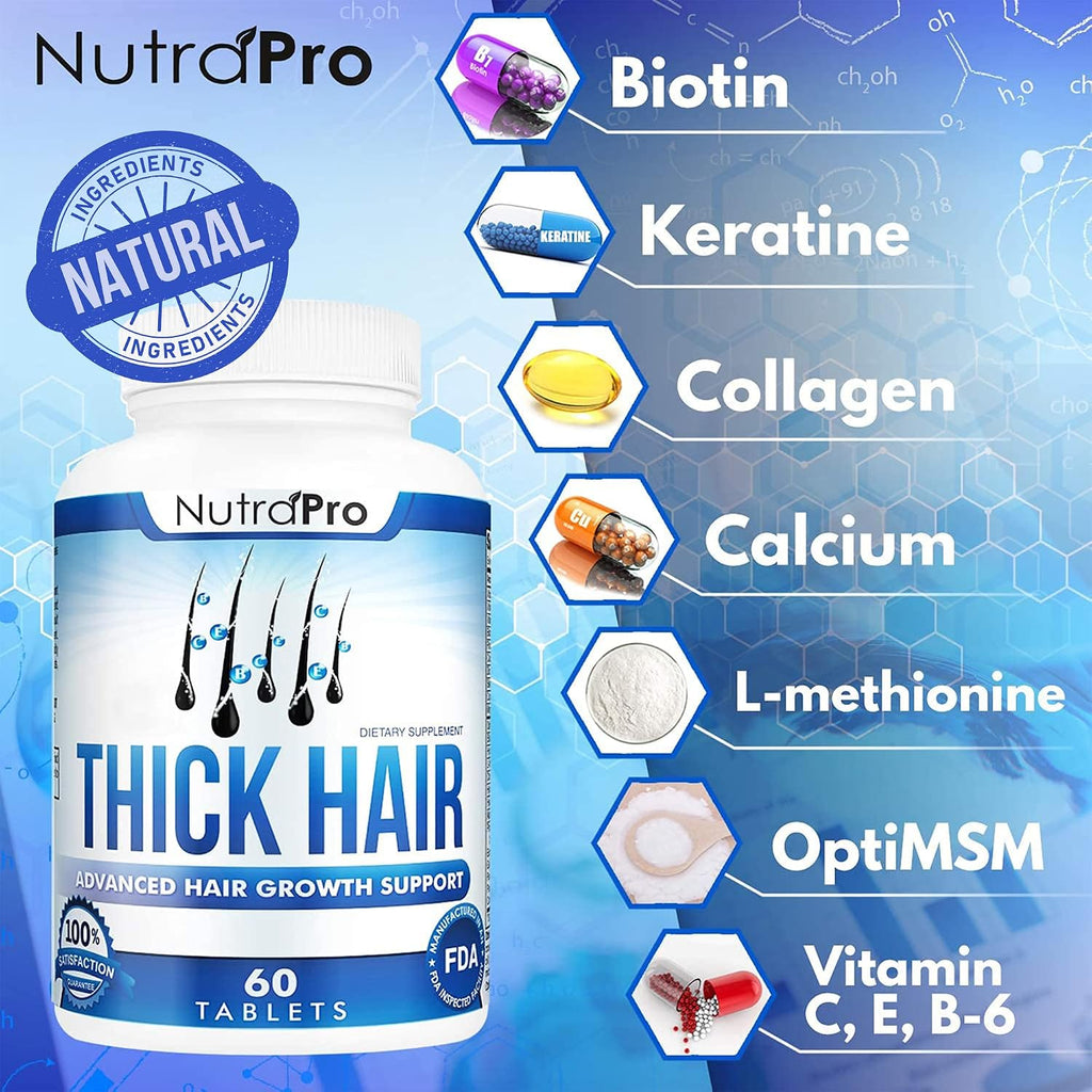 Thick Hair Growth Vitamins– Hair Growth Pills With Dht Blocker Stimulates Faster Growth For Weak, Thinning Hair–Biotin Hair Supplements With Keratin & Collagen Helps Men&Women Grow Perfect Hair.