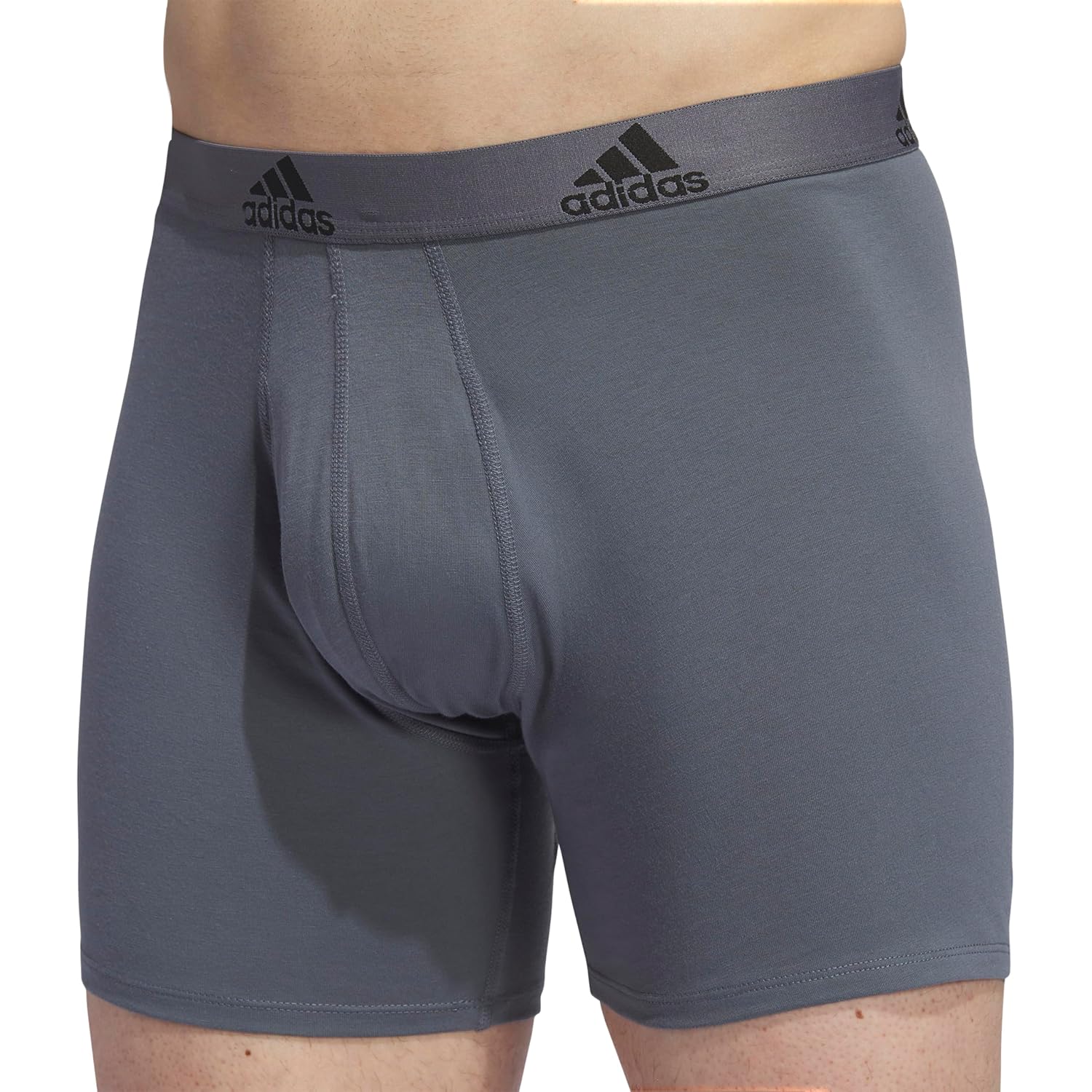 Adidas Men'S Performance Stretch Cotton Boxer Briefs, Men'S Underwear Boxer Brief, Soft Stretch, Superior Comfort, 3-Pack