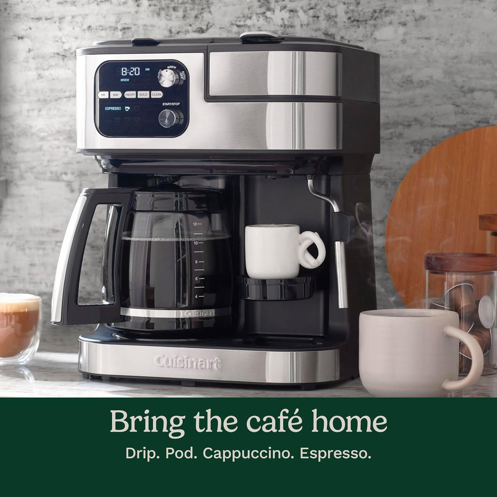 Cuisinart Coffee Center Barista Bar 4-In-1 Coffee Maker, Single-Serve Pods Compatible, Coffeemaker, Three Brewing Sizes, Ss-4N1Nas, Black