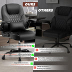 Executive Office Chair Pu,Leather Office Chair With Wheels,360° Swivel Rolling Chair With Padded Arms,Ergonomic Computer Chair With Lumbar Support For Short People Use(Black)