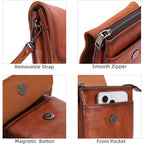 Iswee Leather Crossbody Bags For Women Rfid Blocking Cell Phone Purse Small Anti-Theft Zippered With Card Slots