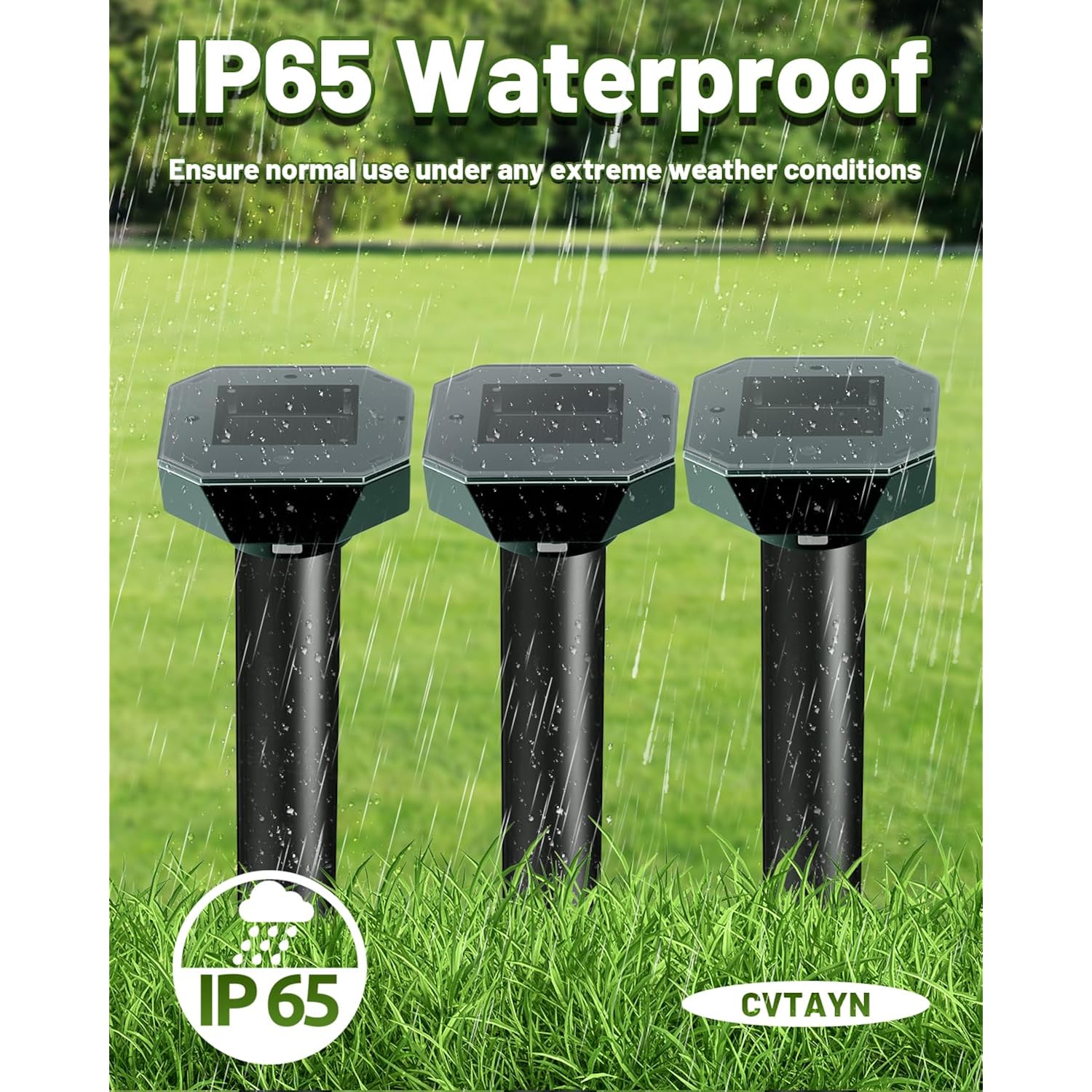 Snake & Mole & Rabbit & Skunk Repellent Solar Powered, Upgraded Ultrasonic Deterrent, Ip65 Waterproof, Gopher Groundhog Chipmunk Raccoon And Vole Repellent & Deterrent For Lawn & Garden, 4 Pack