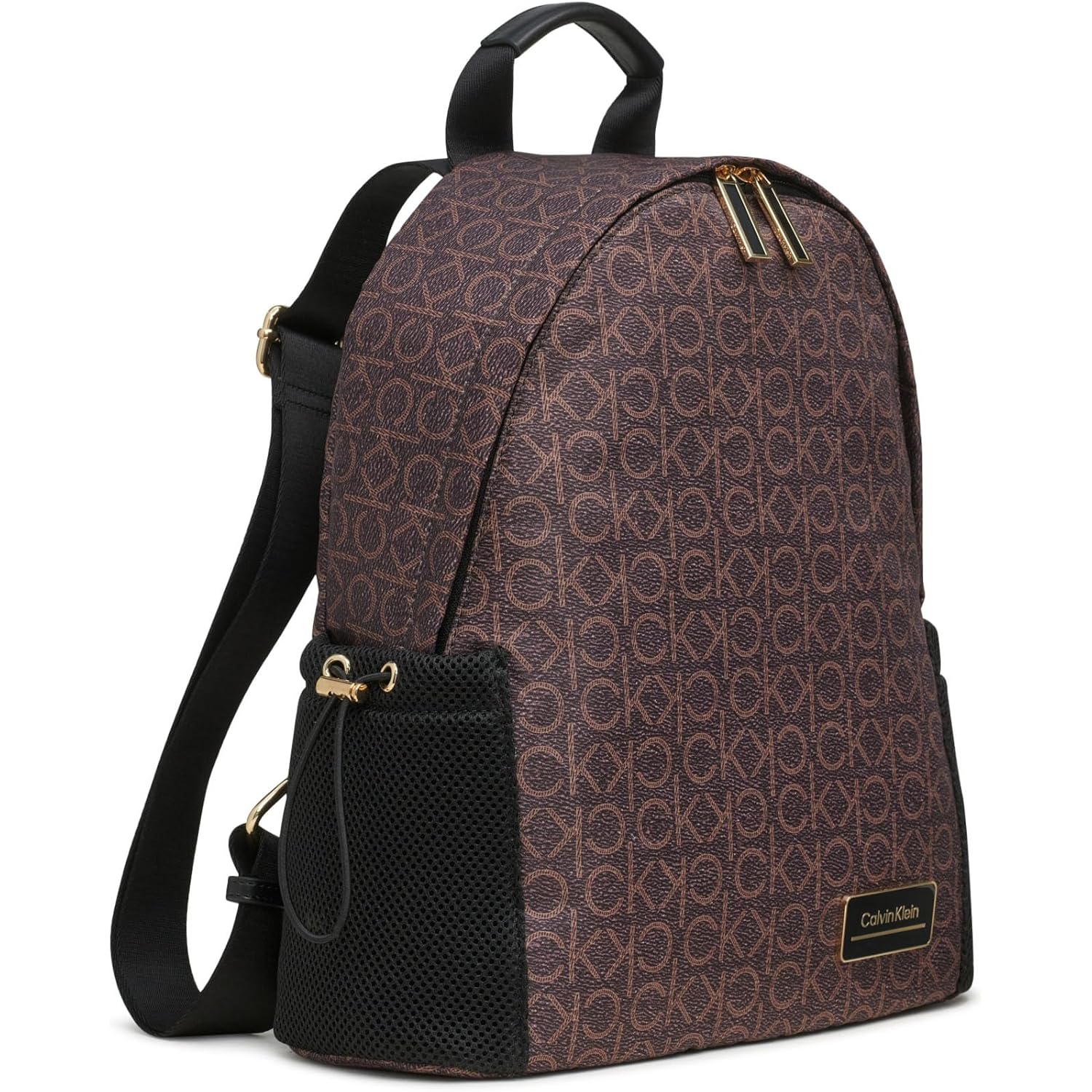 Calvin Klein Jessie Organizational Backpack, Brown/Khaki/Black, One Size