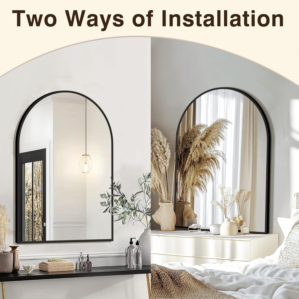FICTOR Bathroom Mirror for Wall, Arched Vanity Bathroom Mirror for Over Sink, Metal Framed with HD Shatter-Proof Glass for Entryway, Living Room,Bedroom(2 Pack 24” x 36”, Black)