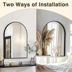 FICTOR Bathroom Mirror for Wall, Arched Vanity Bathroom Mirror for Over Sink, Metal Framed with HD Shatter-Proof Glass for Entryway, Living Room,Bedroom(2 Pack 24” x 36”, Black)