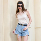 VATAN Women Leather Belt for Jeans Dresses Pants Fashion Ladies Casual Waist Belt with Gold Buckle