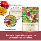 Zinnia Seeds – California Giants Mix – 4,000+ Seeds – 1 Oz Bulk Extra Large Resealable Packet – Premium Heirloom Zinnia Elegans Seeds With Giant Blooms In Vibrant Colors