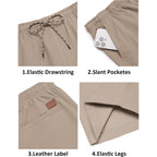 Coofandy Mens Casual Shorts Cotton Drawstring 9 Inch Chino Shorts Stretch Elastic Waist Summer Beach Golf Shorts