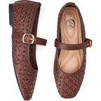 Trary Mary Jane Shoes Women, Hollow Flats for Women, Ballet Flats Shoes Round Toe Mary Jane Flats, Ankle Strap Spring Summer Shoes Dressy Comfortable