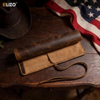 ELIZO Leather Knife Roll Bag Professional Chef Knife Case, Durable Knife Sheath Holder, Cooks & Culinary Tools Carrying Storage, Portable Knife Wrap - 4 Slots