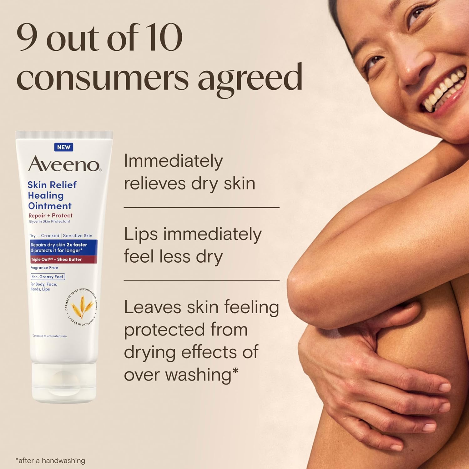 Aveeno Skin Relief Healing Ointment, Repair & Protect Extra Dry, Cracked Skin, Glycerin Protectant with Triple Oat & Shea Butter, Fragrance-Free & Non-Greasy Feel, Travel Size, 2.0 oz