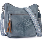 Crossbody Bags For Women Trendy Vegan Leather Hobo Purses Embossed Shoulder Handbag Lightweight Travel Purse