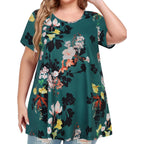 Plus Size Tops For Women Tunic Floral Casual Short Sleeves T Shirts Flowy Blouses 2026