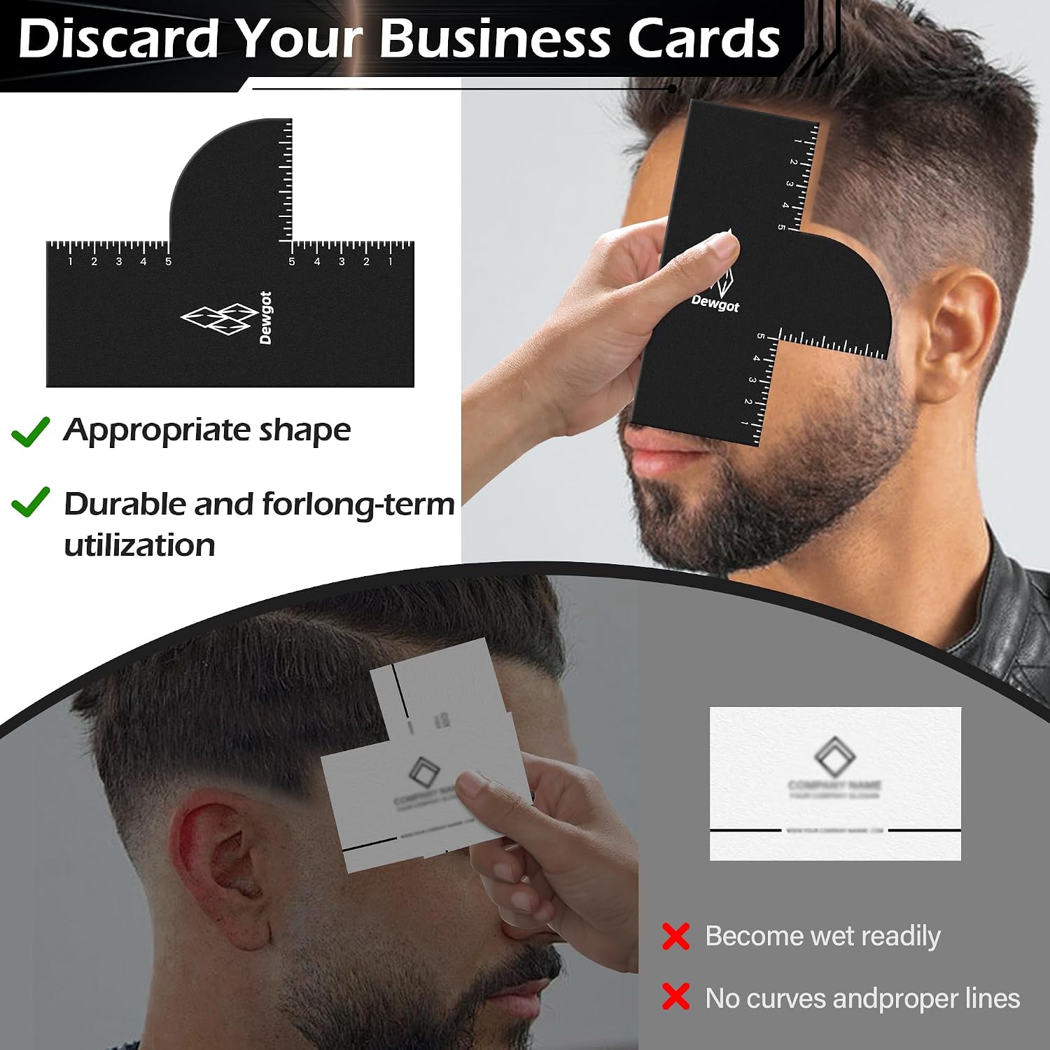 Enhancement Card For Barbers With Measurement Indicators, Reusable Barber Hairline Shaping Tool And Color Spray Edge Line Up Tool (1Pcs)