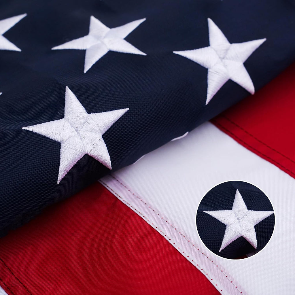 American Flags For Outside 3X5 Ft, Heavy Duty Outdoor Us Flag With Waterproof Embroidered Stars, Sewn Stripes & Brass Grommets For High Wind, Uv Fade Resistant