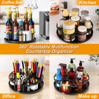Coffee Syrup Organizer For 8 Bottles, Rotating Coffee Syrup Holder | Storage For Syrup Bottles, Cup And Lid, Stirrers, Wine Display, Syrup Rack Stand For Home, Kitchen, Coffee Bar Organizer