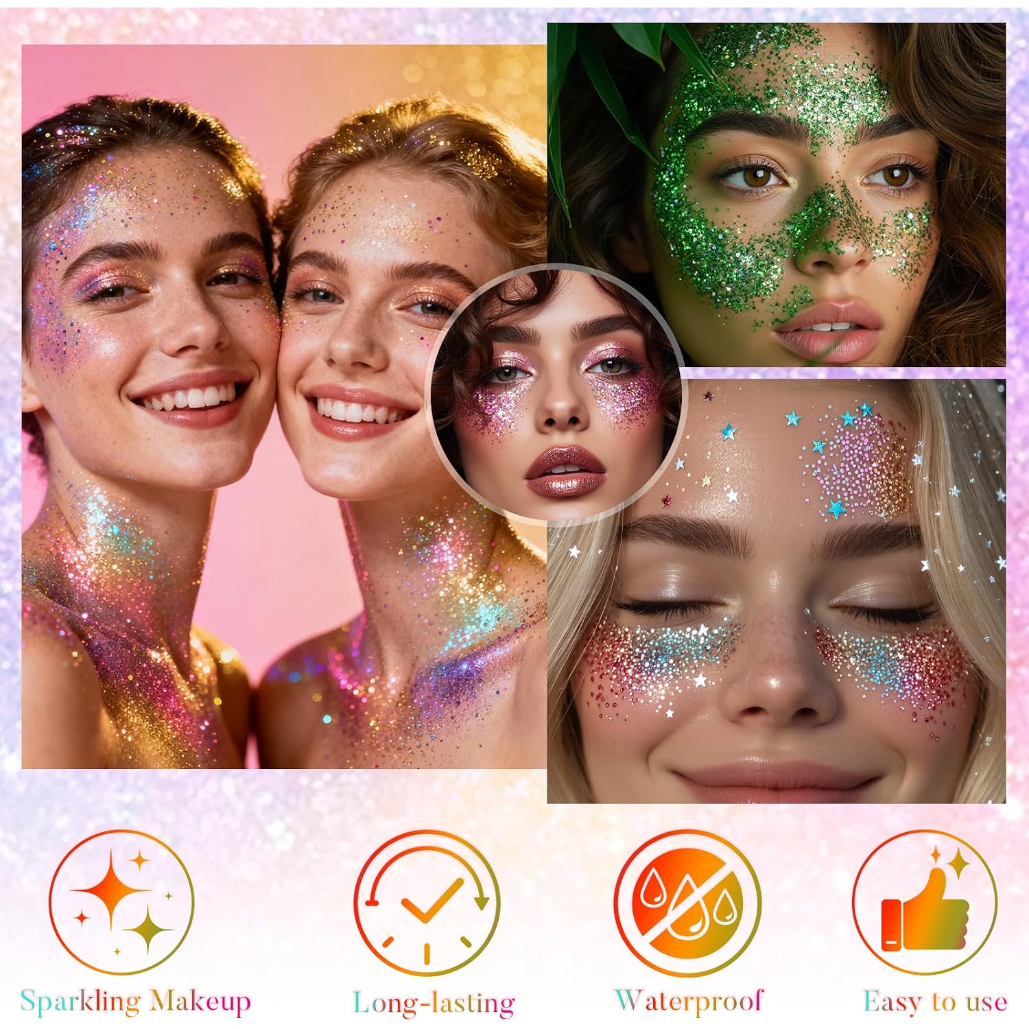 Ybuete Dazzle Face And Body Glitter Stick For Sparkling Makeup, Hair Glitter Accessories For Women, Highlighting Stick For Fairy Dust Makeup, Cheerful Face Glitter For Festive Parties And Carnivals