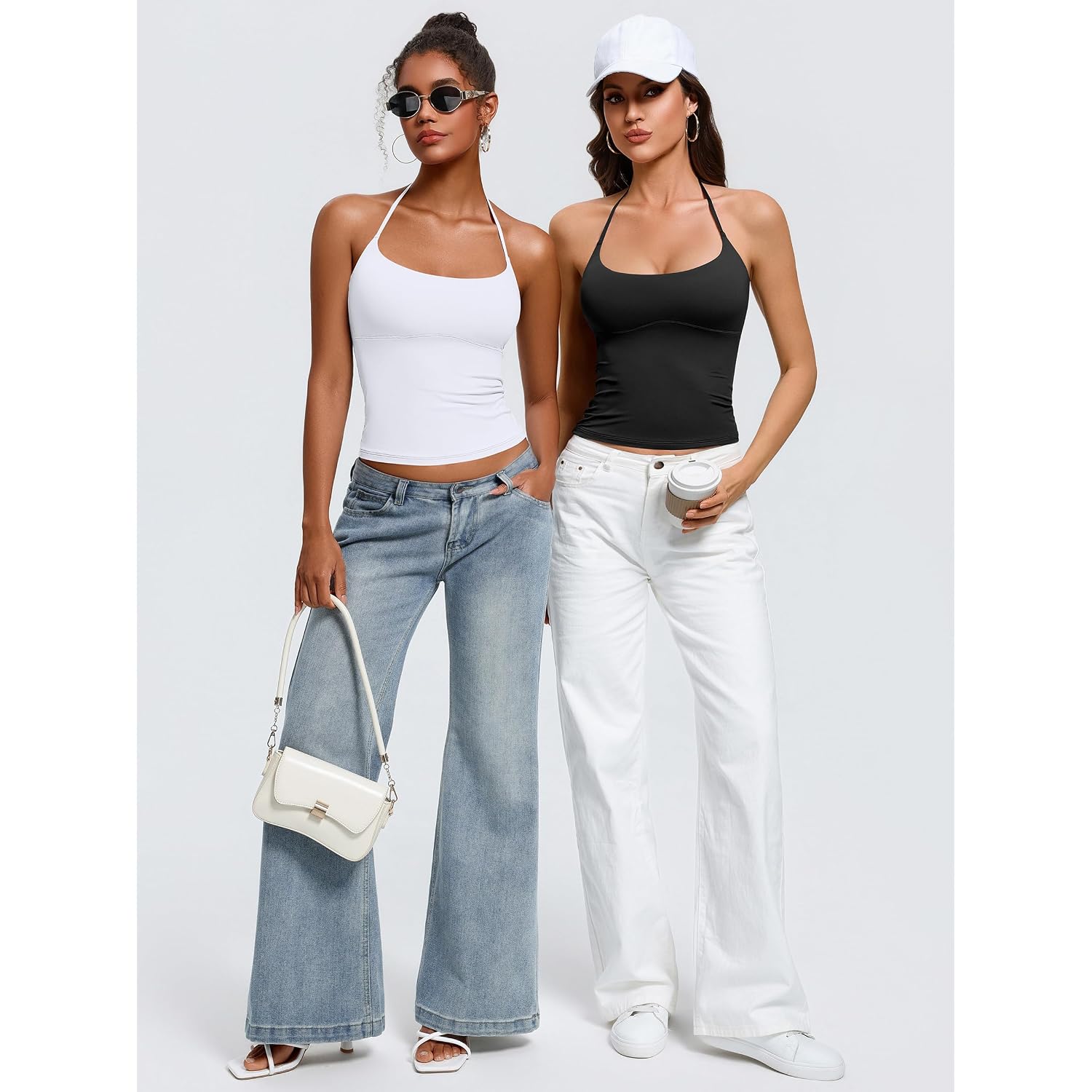 Avidlove Halter Tops For Women Backless Double Lined Tank Top Going Out Y2K Trendy Camisole Crop Tops