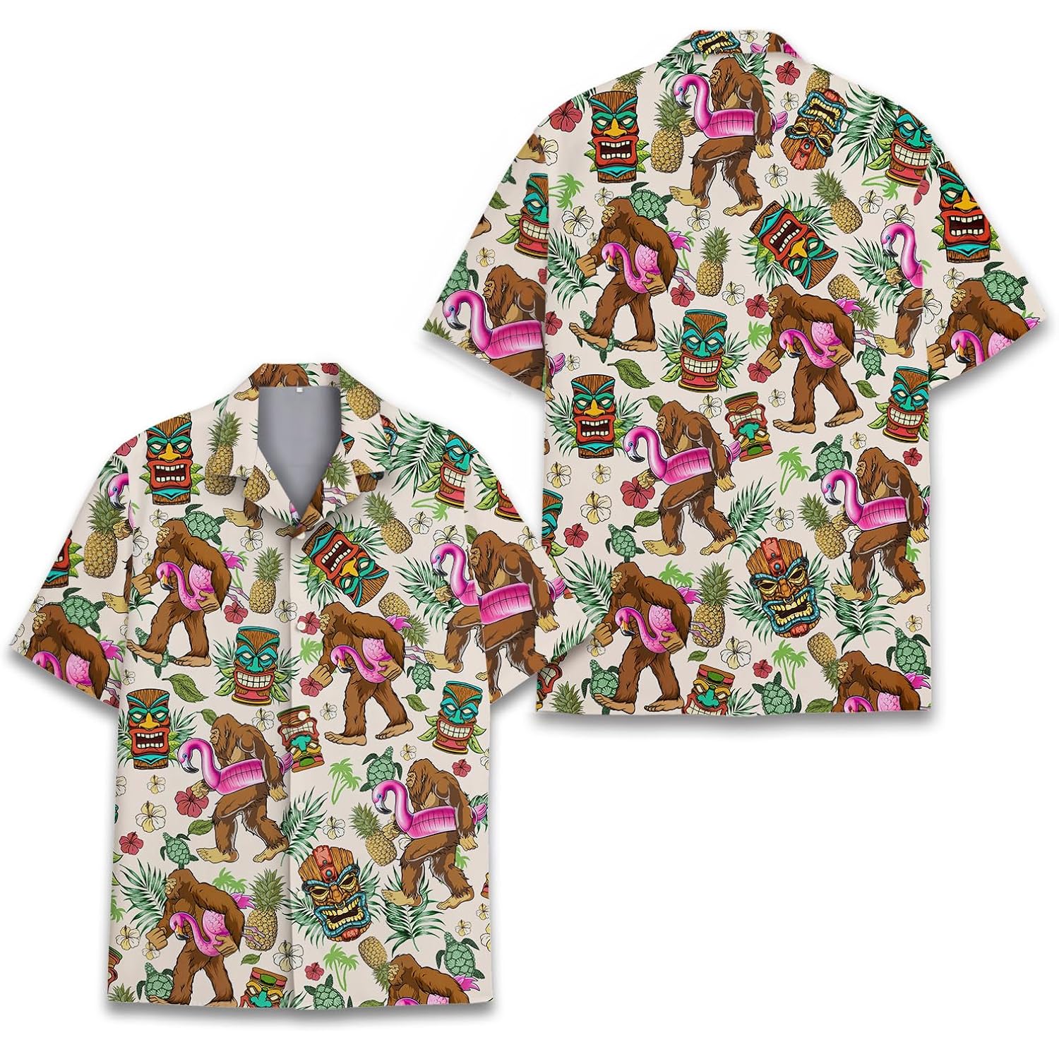 Tropical Bigfoot Hawaiian Shirts For Men Women, Sasquatch Summer Beach Button Down Short Sleeve