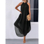 Verdusa Women'S Wedding Guest Dress Halter Flowy Chiffon Asymmetrical Long Summer Prom Dress