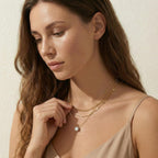 WomenGifts Layered Gold Necklaces for Women, 14K Gold Sterling Silver Plated Dainty Pendant Necklace Set Non Tarnish, Chunky Stackable Cuban Chain Choker, Trendy Personalized Birthstone Jewelry Gift for Mom