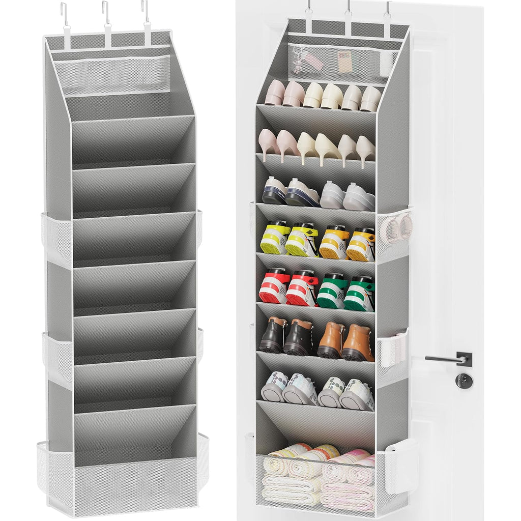 Shoe Organizer, Over The Door Shoe Organizer, Hanging Closet Shoe Storage With Large Deep Pockets, Fits 16–24 Pairs Of Sneakers, Sandals, Boots, Gray
