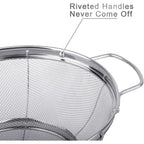 3 Pack 18/8 Stainless Steel Colander Sieves(5-Quart, 4-Quart And 3-Quart), Mesh Strainer Net Baskets With Handles & Resting Base For Strain, Drain, Rinse Or Steam