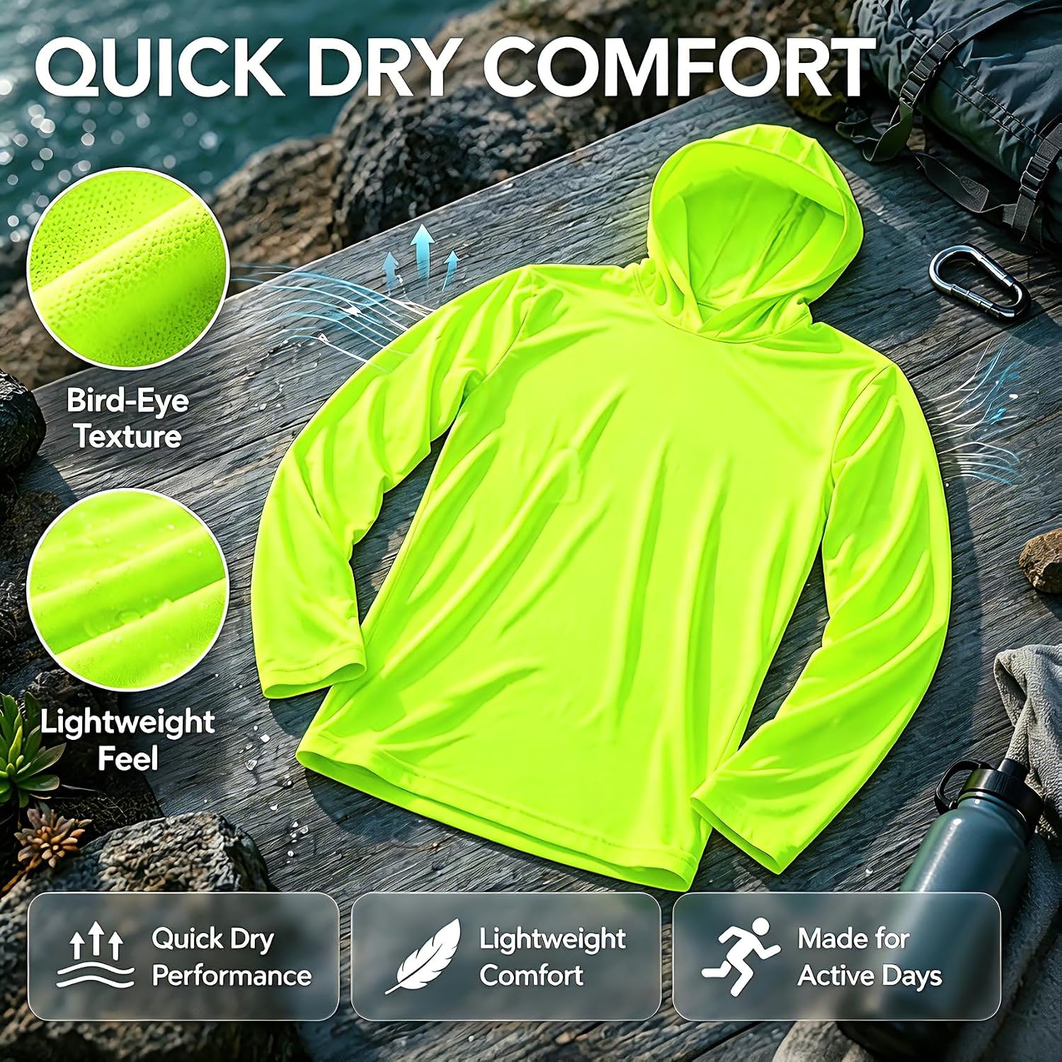 Gary Com 5 Packs Men Long Sleeve T-Shirts Quick Dry Athletic Running Activewear Workout Hoodies Upf 50+ Uv Sun Protection