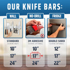 17" Strong Adhesive (No Drill) Magnetic Knife Holder for Wall - Professional Knife Strip - No Screws Needed - Adhesive Backing - Stainless Steel Knife Bar (Upgraded Version – Will Not Fall)