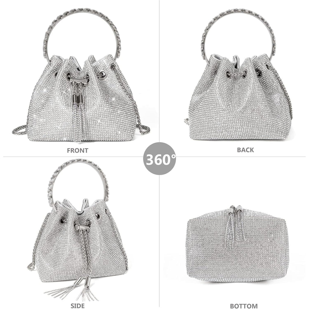 Sweetovo Bling Crystal Rhinestone Purse for Women Sparkly Clutch Handbag Crossbody Bag for Evening Wedding Party Prom