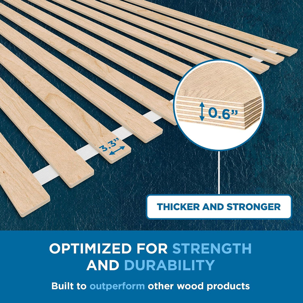 Slatsure Queen Size Bunkie Board – Heavy Duty Vertical Bed Slats & Foldable Wooden Support Board For Sagging Mattress Or Platform Bed Frame, Box Spring Alternative And Replacement