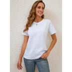 BJY Cotton Basic T Shirts for Women,Crew Neck Short Sleeve Summer Shirts(2XS-3XL)