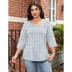 Lomon Womens Plus Size Tops 3/4 Length Sleeve T Shirts Asymmetrical Neck Blouses For Women Fashion 2026