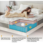 Queen Mattress, 12 Inch Queen Size Hybrid Mattress In A Box With Memory Foam And Individually Pocketed Spring, Motion Isolation, Pressure Relief, Medium Firmness, Certipur-Us Certified