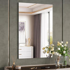 Frameless Bathroom Mirror, 24"x36" Frameless Vanity Mirror, Tempered Glass Rectangle Frameless Wall Mirror, Bathroom Mirrors for Over Sink, Living Room, Bedroom, Entryway