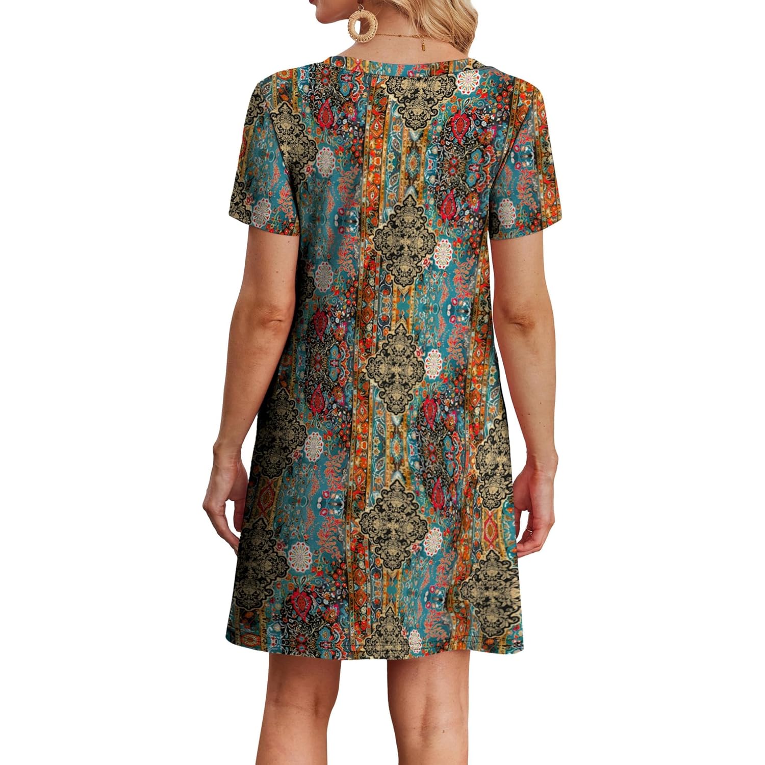 Wiholl Boho Summer Dresses For Women Casual Loose T Shirt Dress With Pockets Beach Vacation Outfits S-4Xl