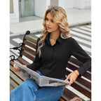 Siliteelon Button Down Shirts For Women Stretch Long Sleeve Wrinkle Free Collared Fitted Business Casual Tops Work Blouse