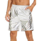 Zerbala Men'S Metallic Shorts Shiny Rave Shiny Sparkly Shorts With Pockets