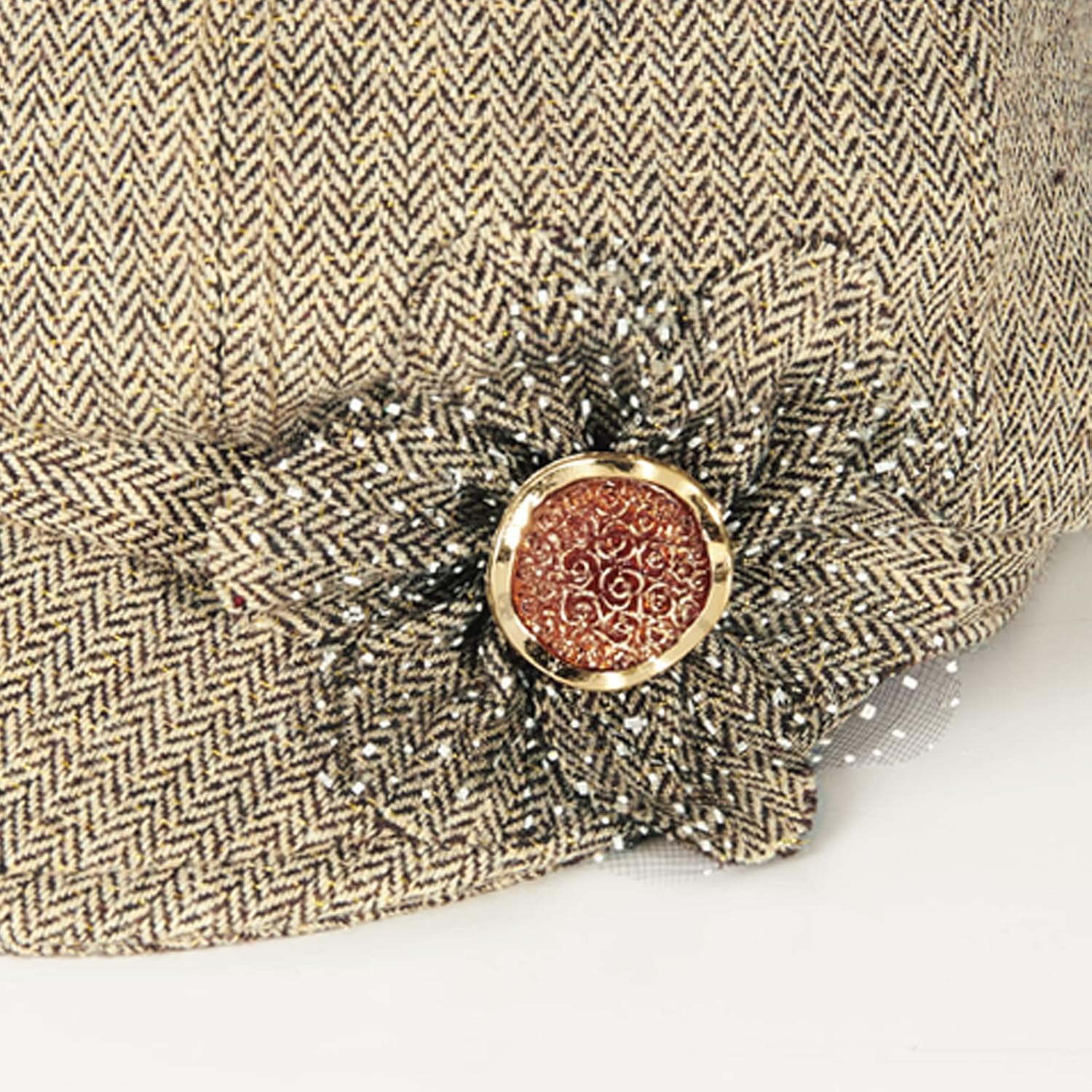 Women Retro Classic Visor Newsboy Cabbie Cap Beret Hats with Flower Buckle for Woman Ladies 1khaki