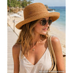 Nautica Womens Straw Hat - Short And Wide Brim Lightweight Sun Hats For Women - Sun Protection Hat For Beach & Travel