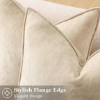 Decoruhome Fall Couch Throw Pillow Covers 12X20 Set Of 2, Decorative Soft Velvet Modern Cozy Chenille Lumbar Pillow Cases With Elegant Design For Sofa Bed Living Room Home Decor, Beige